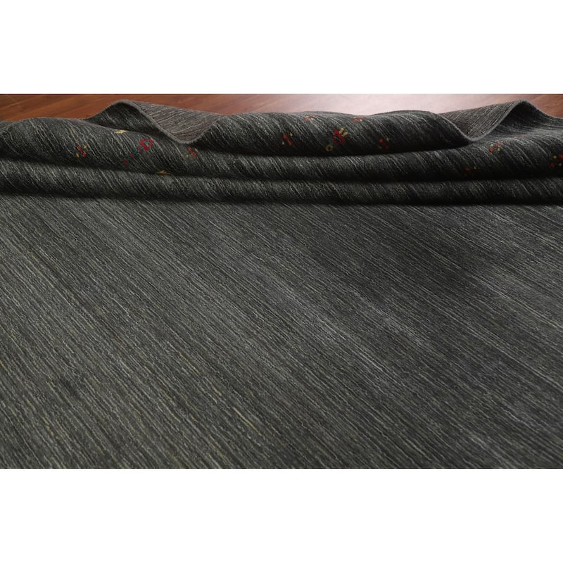 Green Gabbeh Square Area Rug Handmade Wool Carpet - 9'11"x 9'10"