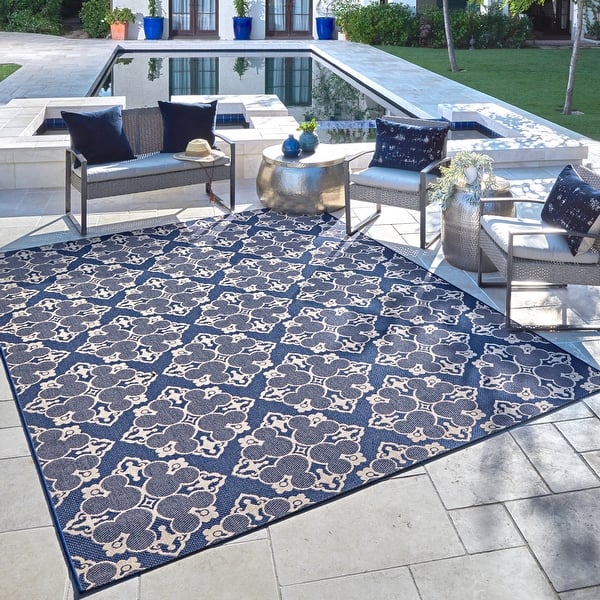 slide 2 of 8, Licensed Disney Mickey Mouse Transitional Medallion Navy Blue/ Ivory Flatweave Indoor/ Outdoor Area Rug