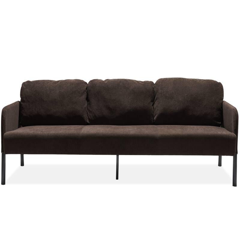 3 Seater Polyester Fabric Sofa, Modern Upholstered Sofa, Comfy Small Couches for Small Space Living Room, Bedroom, Office - Brown