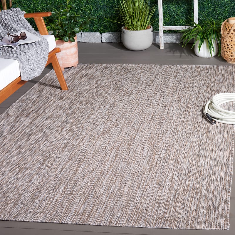 SAFAVIEH Courtyard Janyce Indoor/ Outdoor Waterproof Patio Backyard Rug - 5'3" x 7'7" - Ivory/Beige Grey