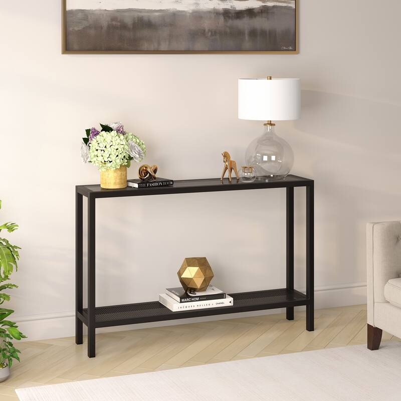Rigan Modern Metal and Glass Console Table