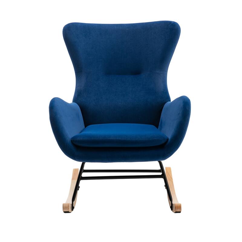 Velvet Fabric Padded Seat Rocking Chair