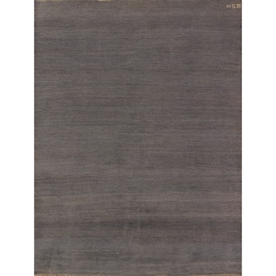 Modern Grey Gabbeh Oriental Area Rug Handmade Wool Carpet - 5'0" x 6'9"