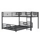 preview thumbnail 23 of 28, Twin over Full Size Metal Bunk Bed Frame with Iron Mesh Decor, L-Shaped Loft Bed with Underneath Platform Bed