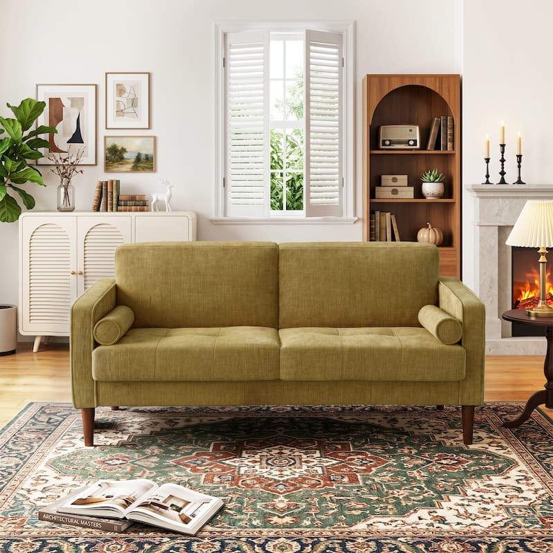 62.5'' W Corduroy Couch Upholstered Square Arm Sofa