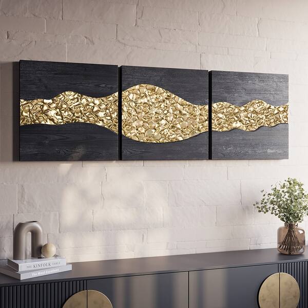 slide 2 of 5, Riona Contemporary Abstract River Panels Metal Wall Art - 23.5"H x 23.5"W x 1"D