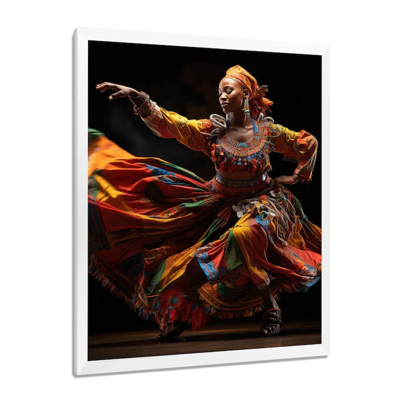 Designart "African Tribal Dance V" African American Art Framed Wall Decor