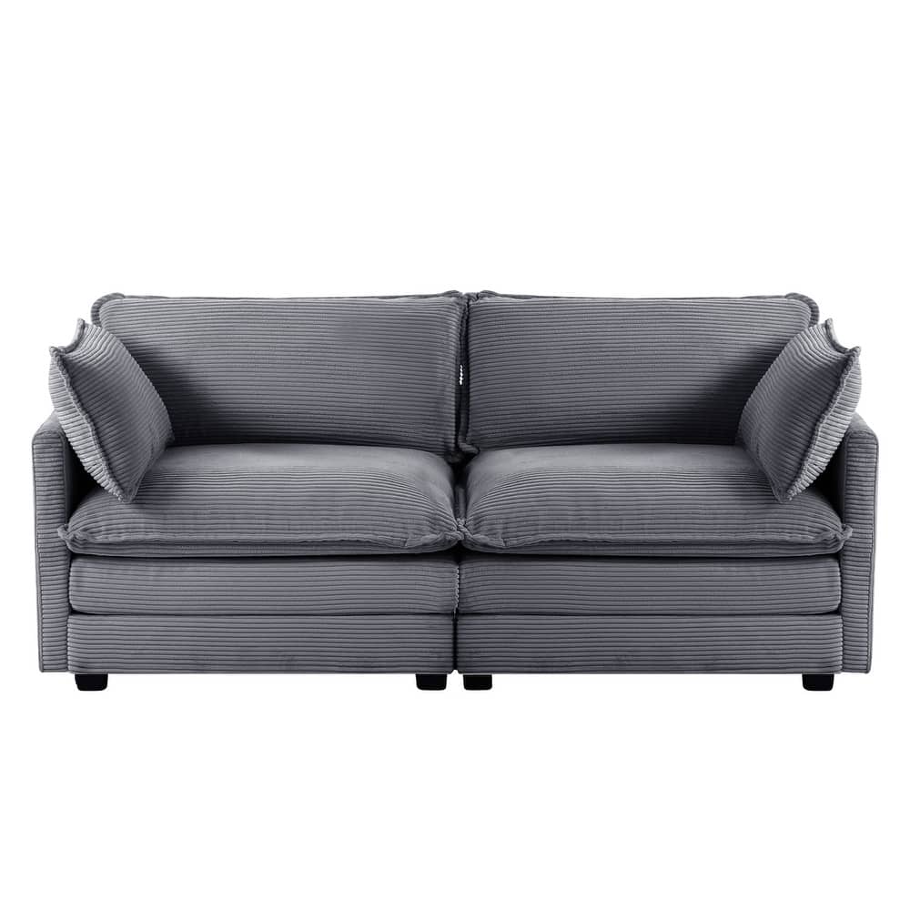 Corduroy Sectional Sofa with Removable Ottomans & Ultra-soft Cushions for Living Room & Bedroom