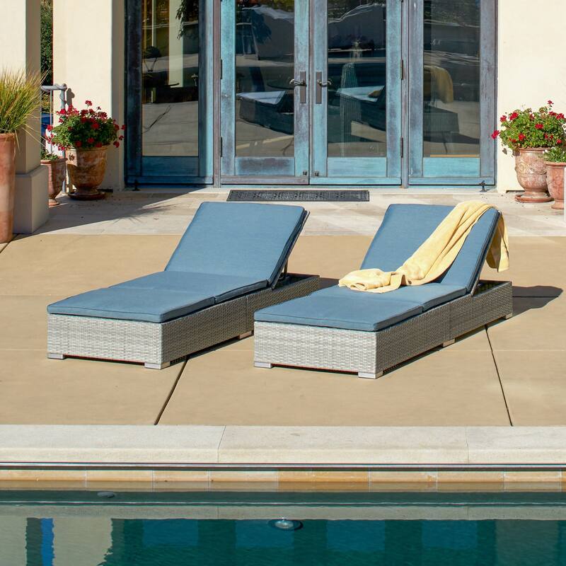 Corvus Outdoor 2-piece Wicker Chaise Lounges with Cushions
