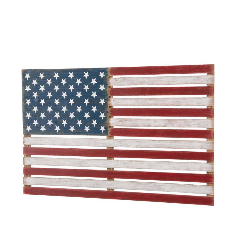 Glitzhome Patriotic/Americana Wooden USA National Flag Wall Hanging Decor