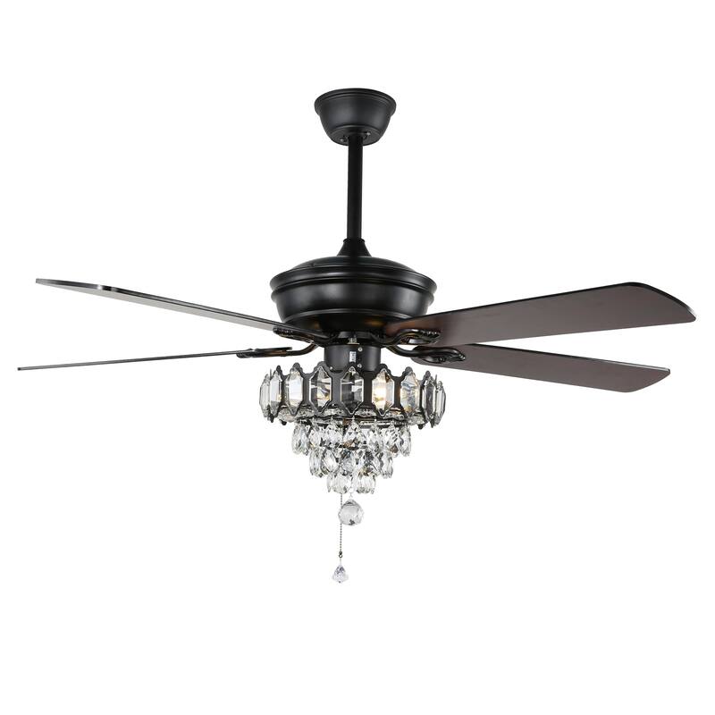 Bella Depot 52" Crystal Ceiling Fan with Reversible Blades, Remote Control and Light Kit