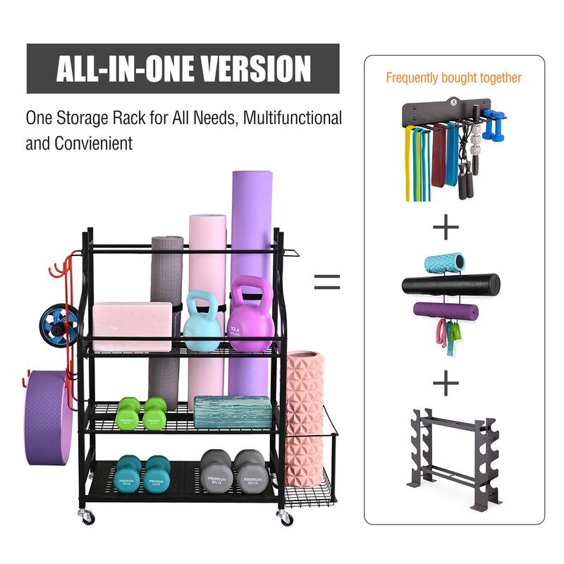 Yoga Mat Storage Racks,Home Gym Storage Rack for Dumbbells Kettlebells Foam Roller, Workout Equipment Storage Organizer