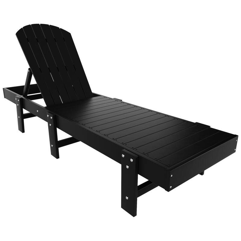 Altura Armless Poly Eco-Friendly All Weather Reclining Chaise Lounge - Black
