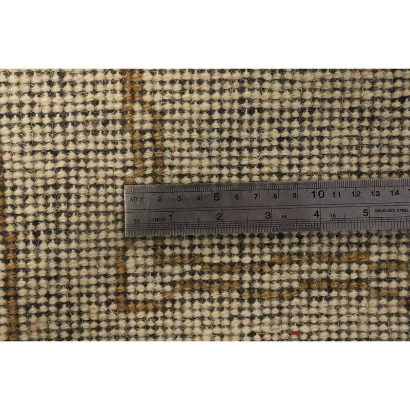 Hand Knotted Oriental 100% Wool Carpet Modern Geometric Beige & Ivories Gabbeh Area Rug - 3' 1'' X 2' 2''