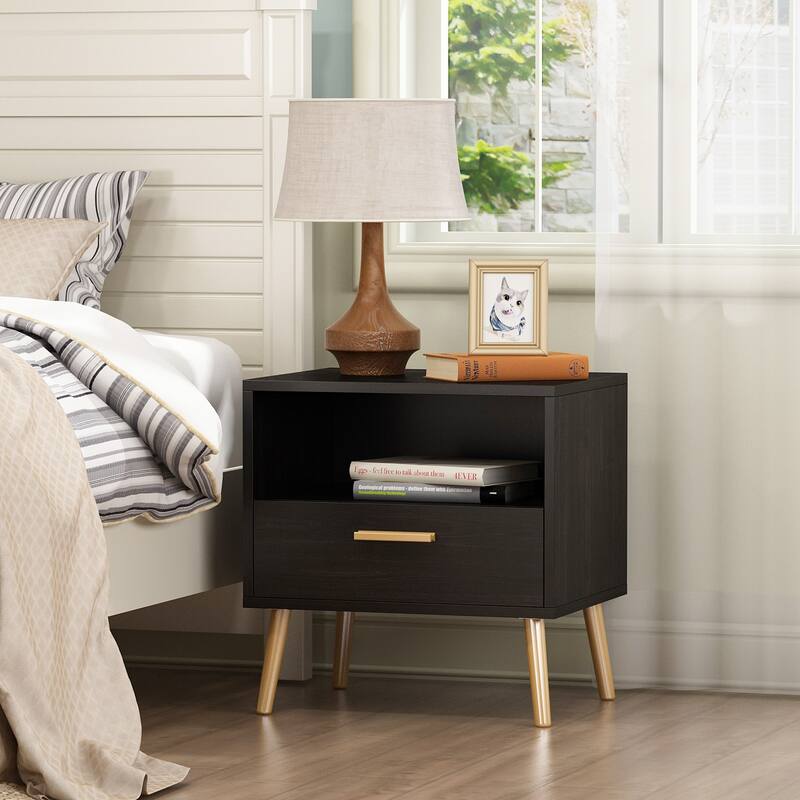 Timechee 20'' Tall 1 - Drawer Metal Legs Nightstand(One Piece)