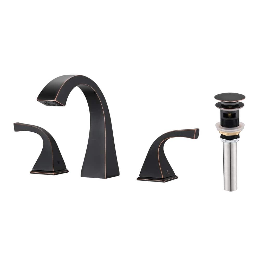 3 Hole 8 Inch Widespread Bathroom Sink Faucet Modern Bathroom Faucet with Pop Up Drain Vanity Tap with Two Handle