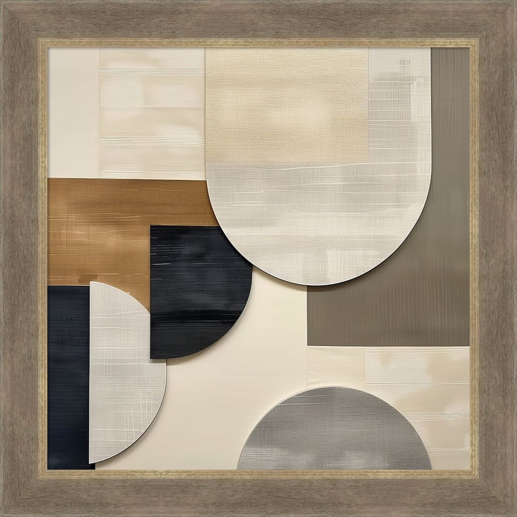 Tan Shaped in Layers by Tradelink inhouse artist Wood Framed Wall Art Print - Driftwood Tan