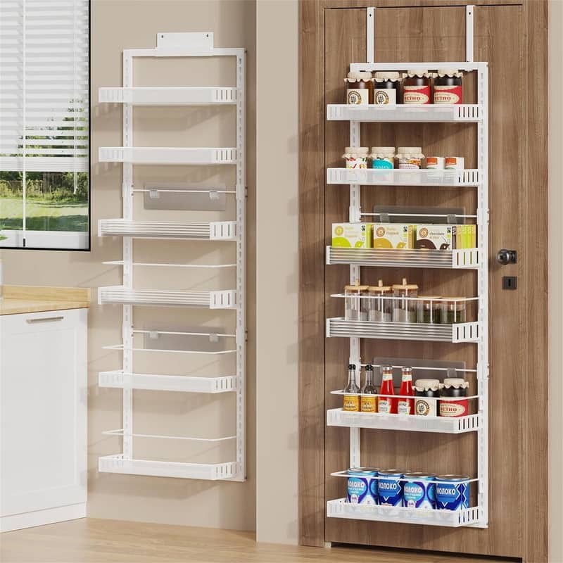 6-Tier Over the Door Pantry Organizer - 16.92"D x 6.1"W x 50"H - White