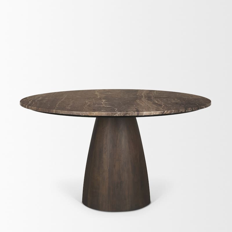 Allyson Round Genuine Marble Pedestal Dining Table