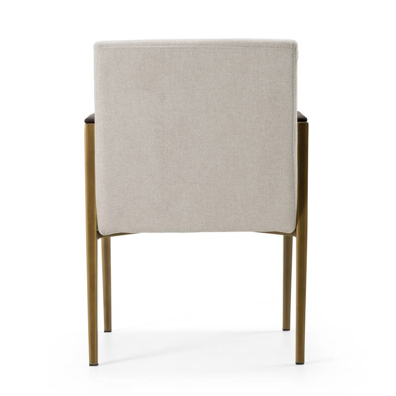 Modrest Sanders Modern Off-White Fabric & Brass Dining Chair