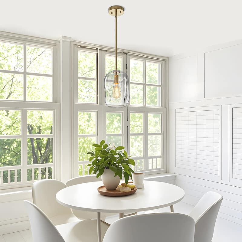Starsky Modern 1-light Abstract Clear Glass Pendant Light - Gold
