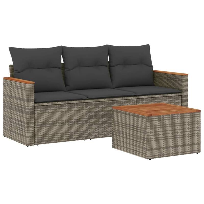 vidaXL Garden Sofa Set Black - 24.4 x 24.2 x 27.2