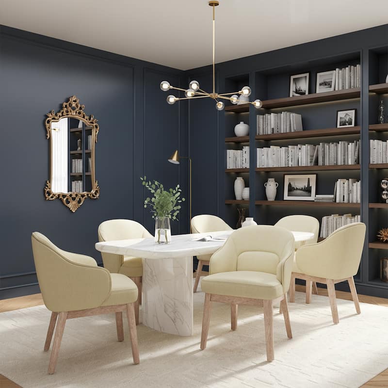 Vintage-Inspired Kitchen Chairs with Curved Backrest Tapered Metal Legs for Dining Room