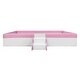 preview thumbnail 33 of 48, Upholstered Floor Bed Fence Bed Slat Platform Bed with Fence and Second Level Ladder, Anti-collision Frame for Kids Toddler