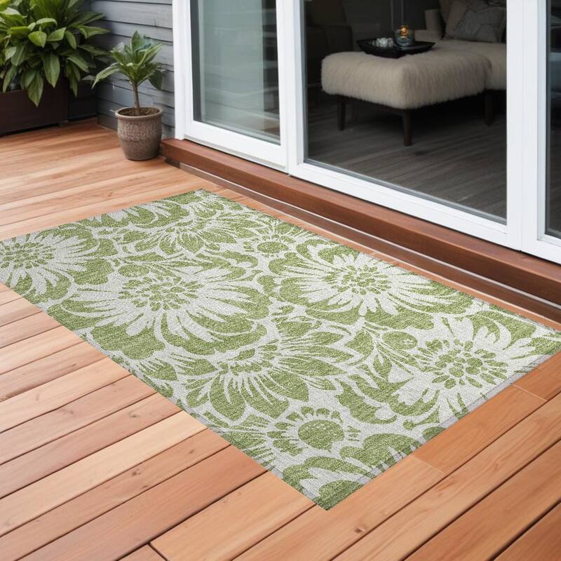 Cafi Botanic Elegance Weather Resistant Timeless Fusion Outdoor Rug - 3' x 5' - Multi