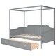 preview thumbnail 7 of 15, Twin Size Wooden Canopy Bed Daybed with 3 in 1 Storage Drawers and Headboard, Wood Frame Guardrail Bed