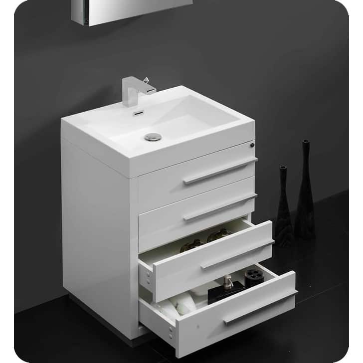 Fresca Livello 23-3/8" MDF Vanity With Mirrored Medicine Cabinet,