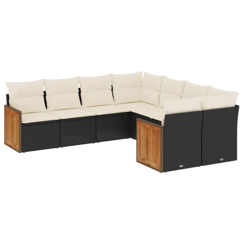 vidaXL Garden Sofa Set Black PE Rattan Large Adjustable Feet - 24.4 x 24.4 x 27.2 in