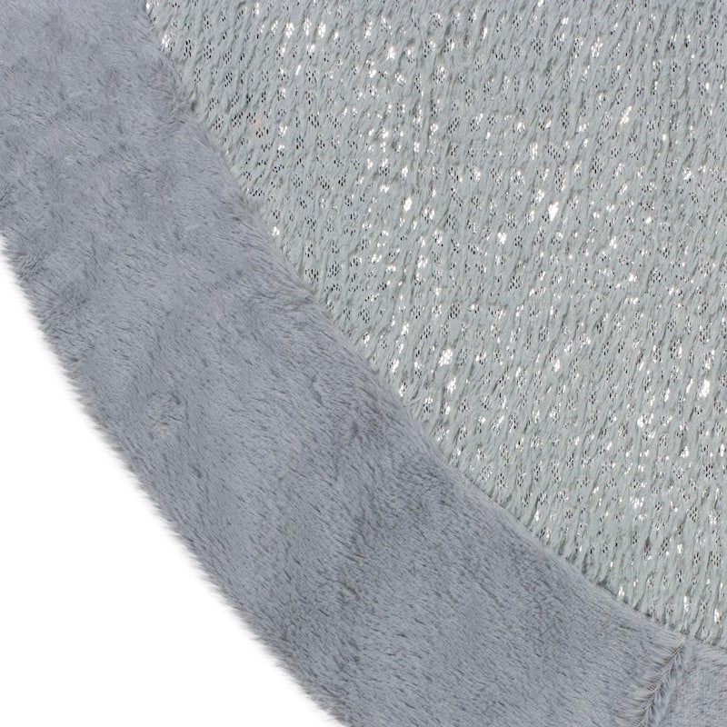 48" Gray and Silver Faux Fur Snake Skin Pattern Christmas Tree Skirt - 48