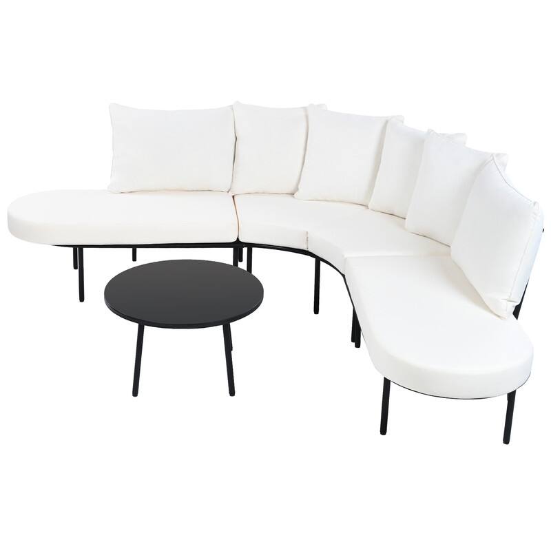 Half-Moon Outdoor Sofa Set With Coffee Table‌