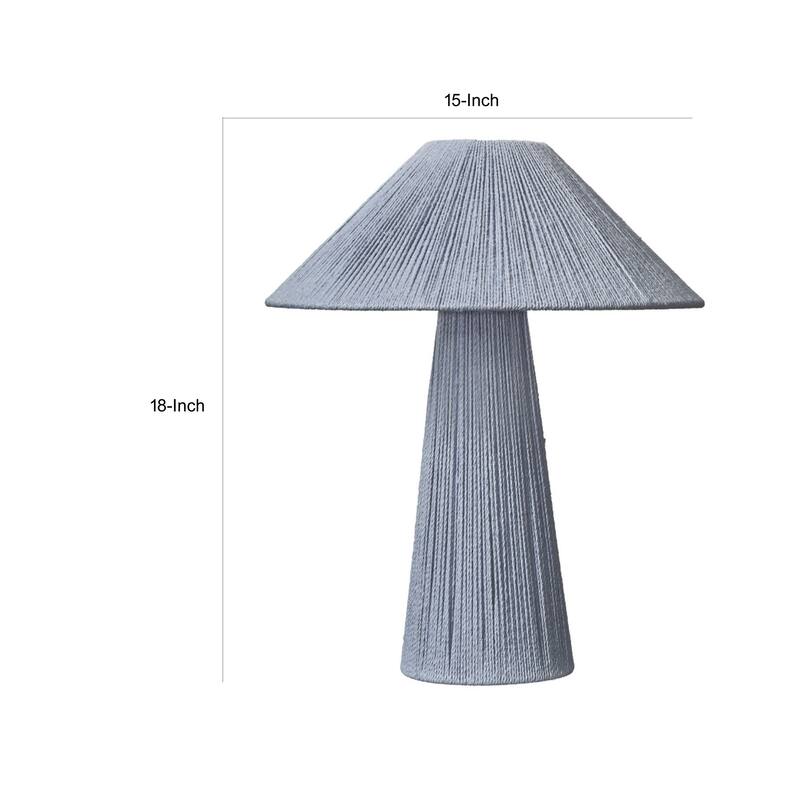Liya 18 Inch Table Lamp, Cone Shade and Tapered Base, Textured Blue Finish