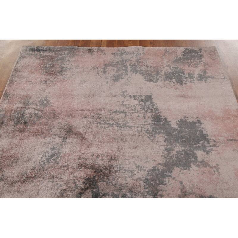 All-Over Abstract Indian Modern Rug Hand-Knotted Wool Carpet - 4'10"x 6'11"