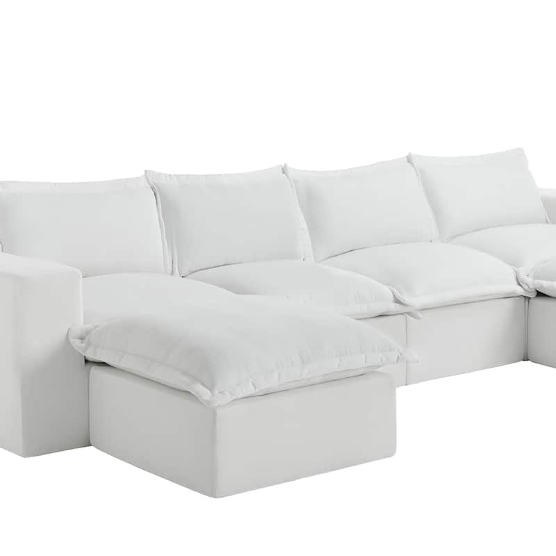 Chenille No Assembly Modular Sectional Sofa Cloud Couch with Ottoman