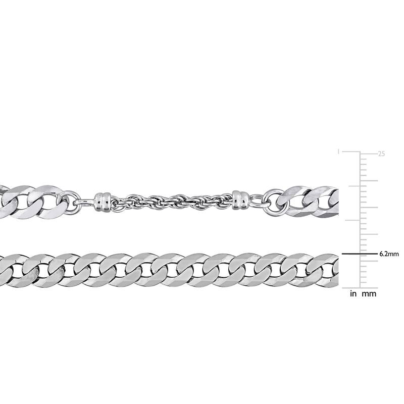 Miadora Sterling Silver Rope and Curb Link Chain Necklace and Bracelet Set