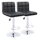 Bar Stools Adjustable Armless Swivel PU Leather Barstools Set of 2 - Black