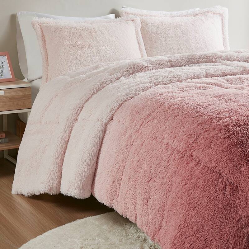 Twin Twin XL Ombre Shaggy Long Fur Comforter Mini Set