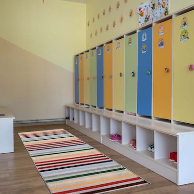 Custom Size 26 Inch Wide Kids Rainbow Non-Slip Hallway Runner Rug