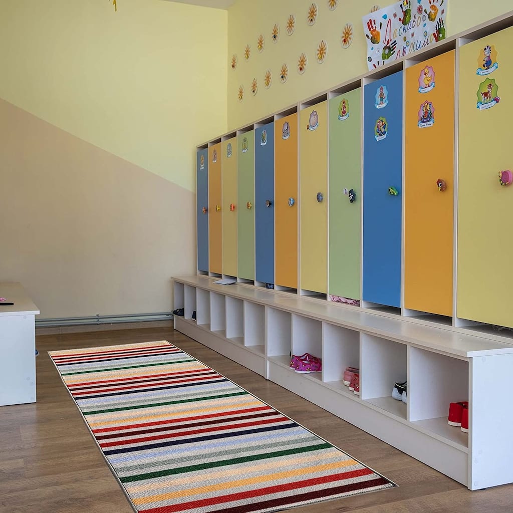 Custom Size 26 Inch Wide Kids Rainbow Non-Slip Hallway Runner Rug