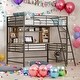preview thumbnail 1 of 16, Modern Full Size Loft Bed With Desk And Storage Shelves And Ladder And Safety Guaranteed Black