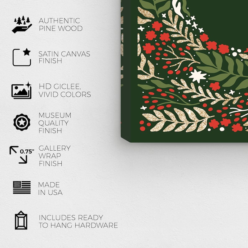 Wynwood Studio Canvas Holiday and Seasonal Glam Christmas Wish Green Glam Wall Art Canvas Print
