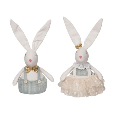 Transpac Plush Easter Bunny Door Stop Set of 2 Home Decorations Easter