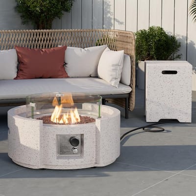 COSIEST 28''Outdoor Propane 40,000 BTU Fire Pit w Wind Glass and Tank