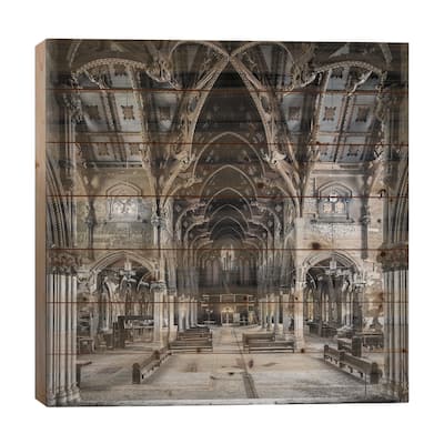 Gothic Church Print On Wood by Simon Yeung - Multi-Color