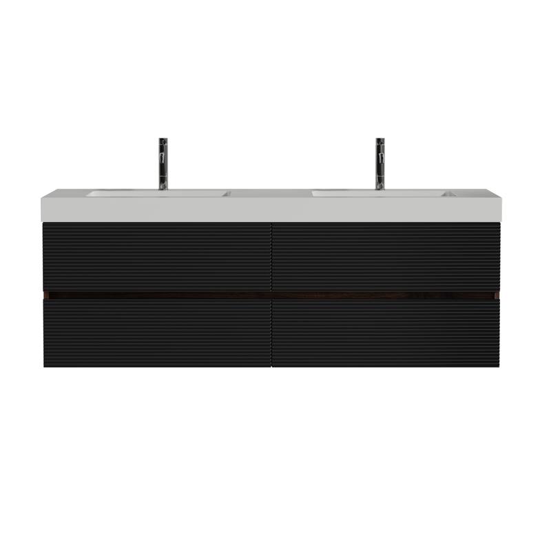 GDFStudio - Grace Floating Bathroom Vanity with Solid Surface Sink and Soft-Close Storage