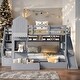 preview thumbnail 34 of 64, Elegant Full Over Full Bunk Bed With 2 Drawers,3 Shelves and Slide,Sturdy Frame,s