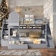 preview thumbnail 49 of 64, Full Over Full Bunk Bed With 2 Drawers,3 Shelves and Slide,Sturdy Frame Grey